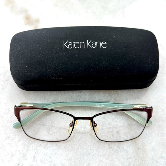 Karen Kane Gardenia Eyeglass Frames Women’s Brown Rectangular Full Rim 51-16-135 - Picture 1 of 9